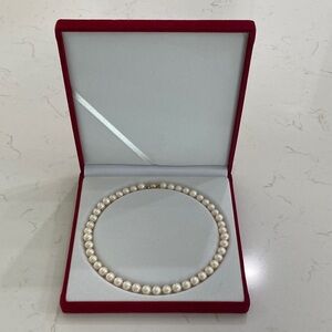 Timeless White Pearl Necklace with Gold Accent